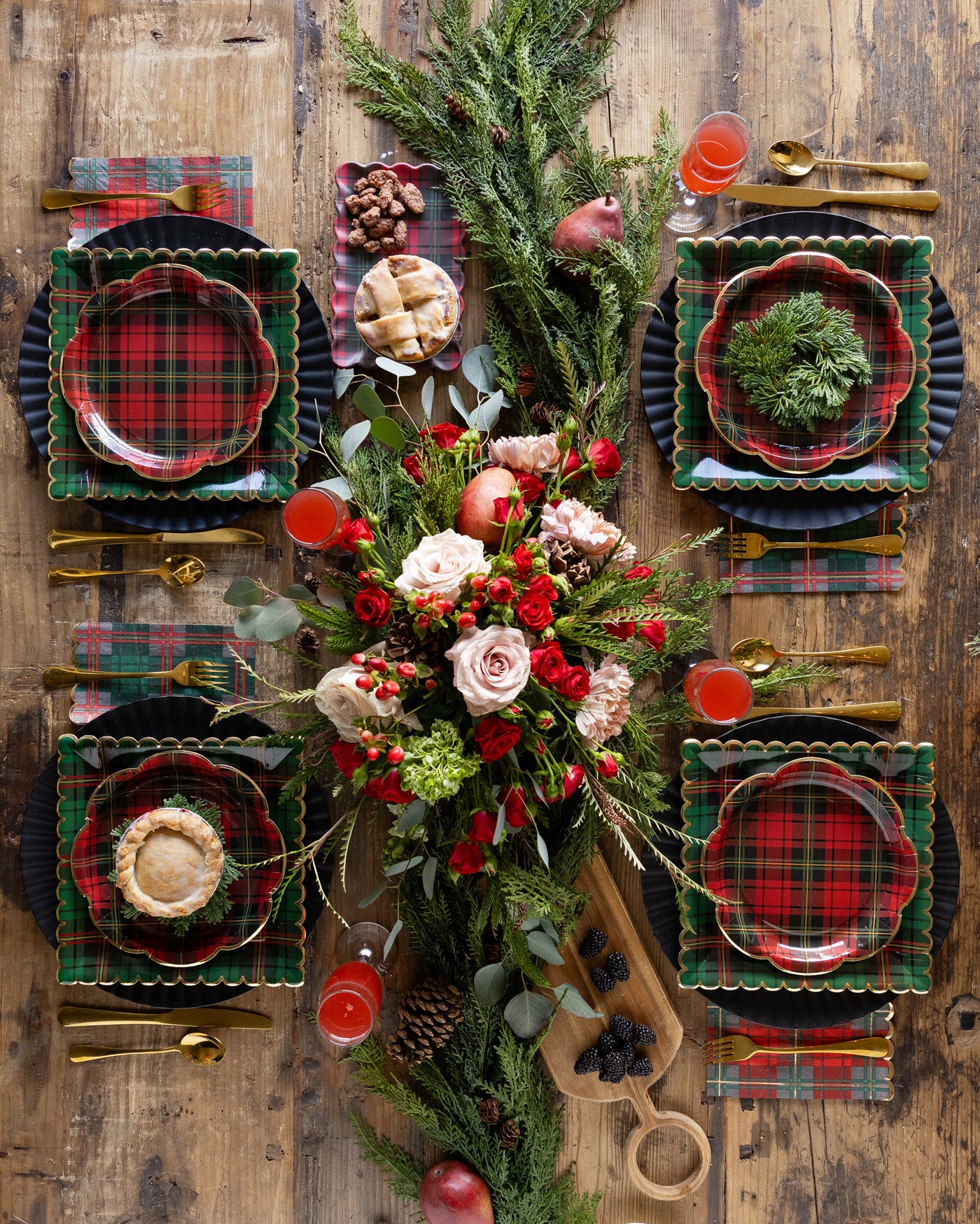 Green Christmas Plaid Dinner Napkin