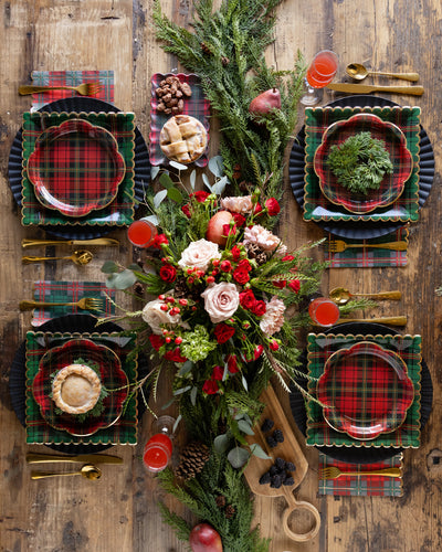 Green Christmas Plaid Dinner Napkin