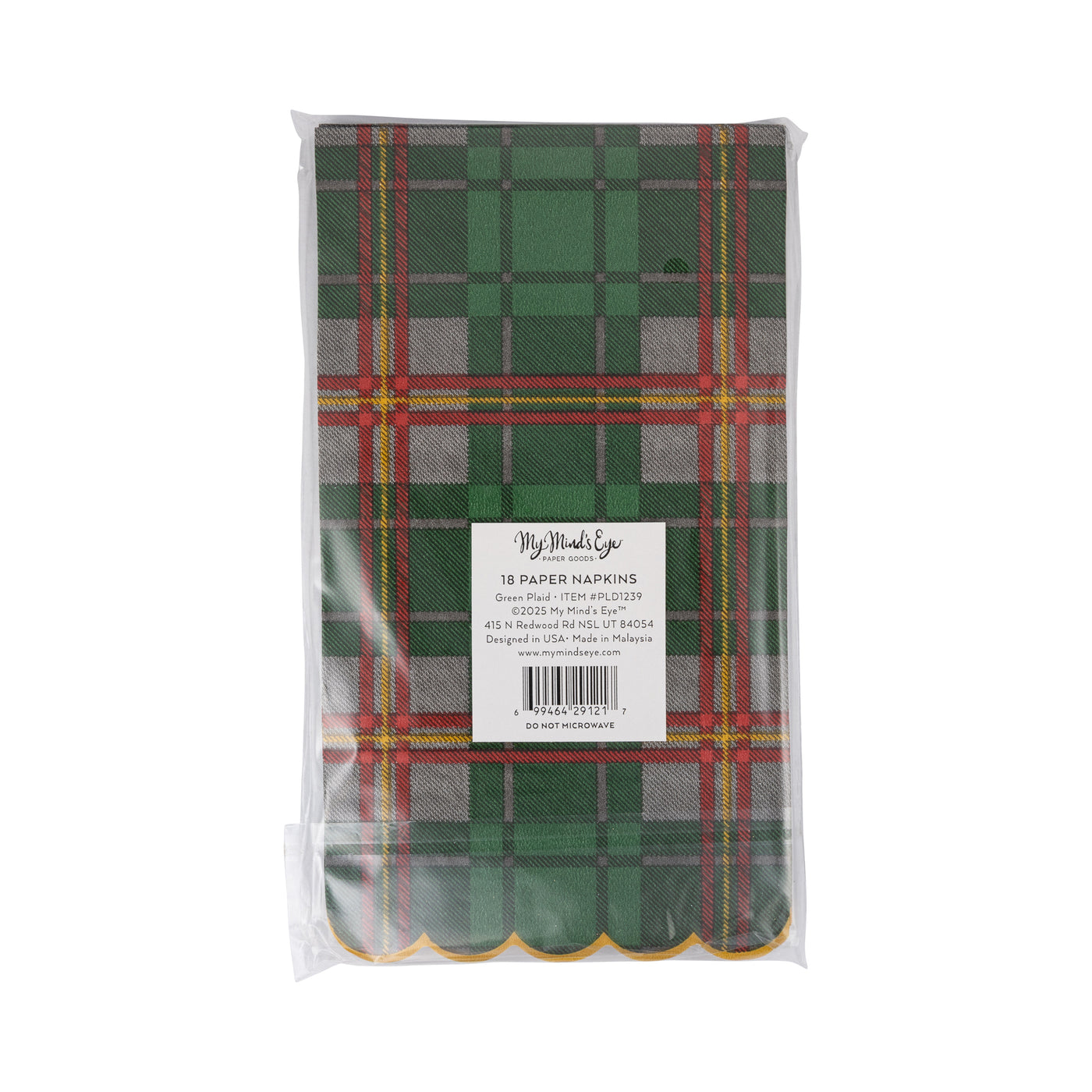 Green Christmas Plaid Dinner Napkin