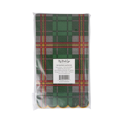 Green Christmas Plaid Dinner Napkin