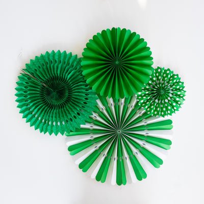 Green and White Party Fan Set