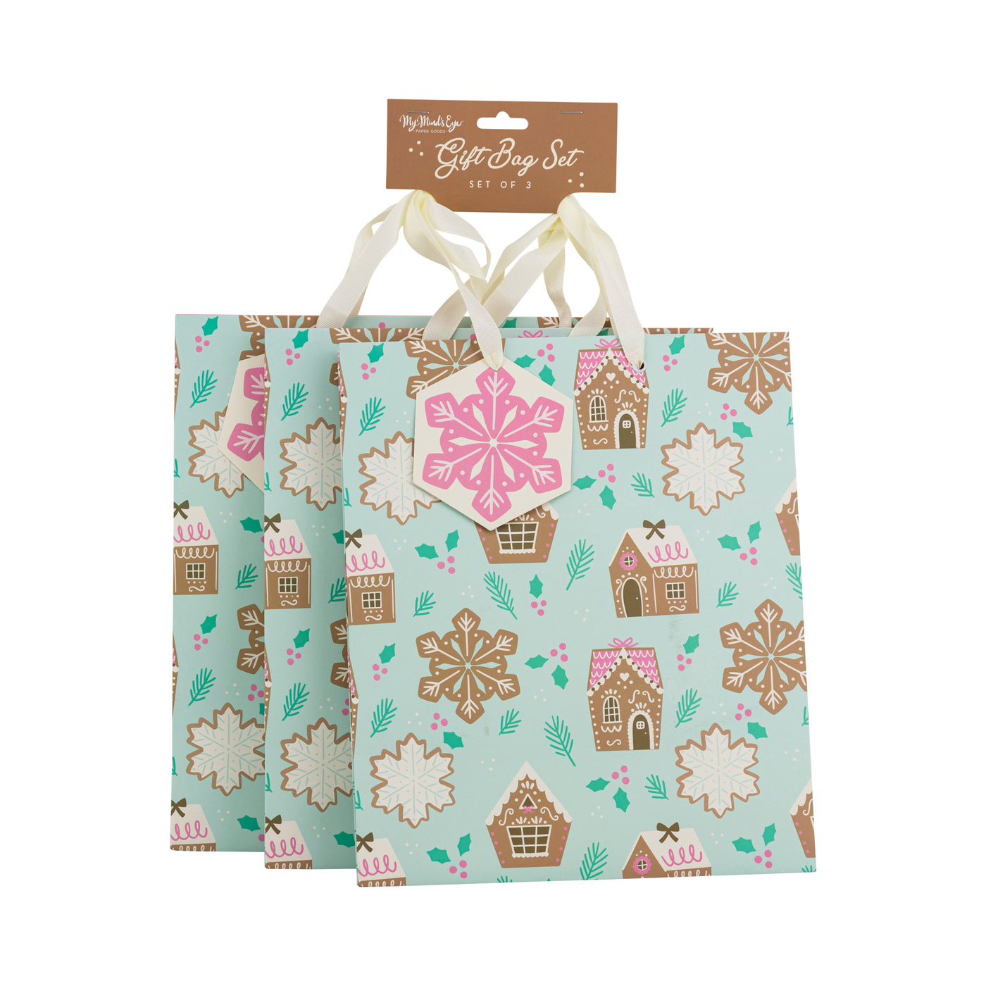 Gingerbread Houses Medium Gift Bag Set of 3