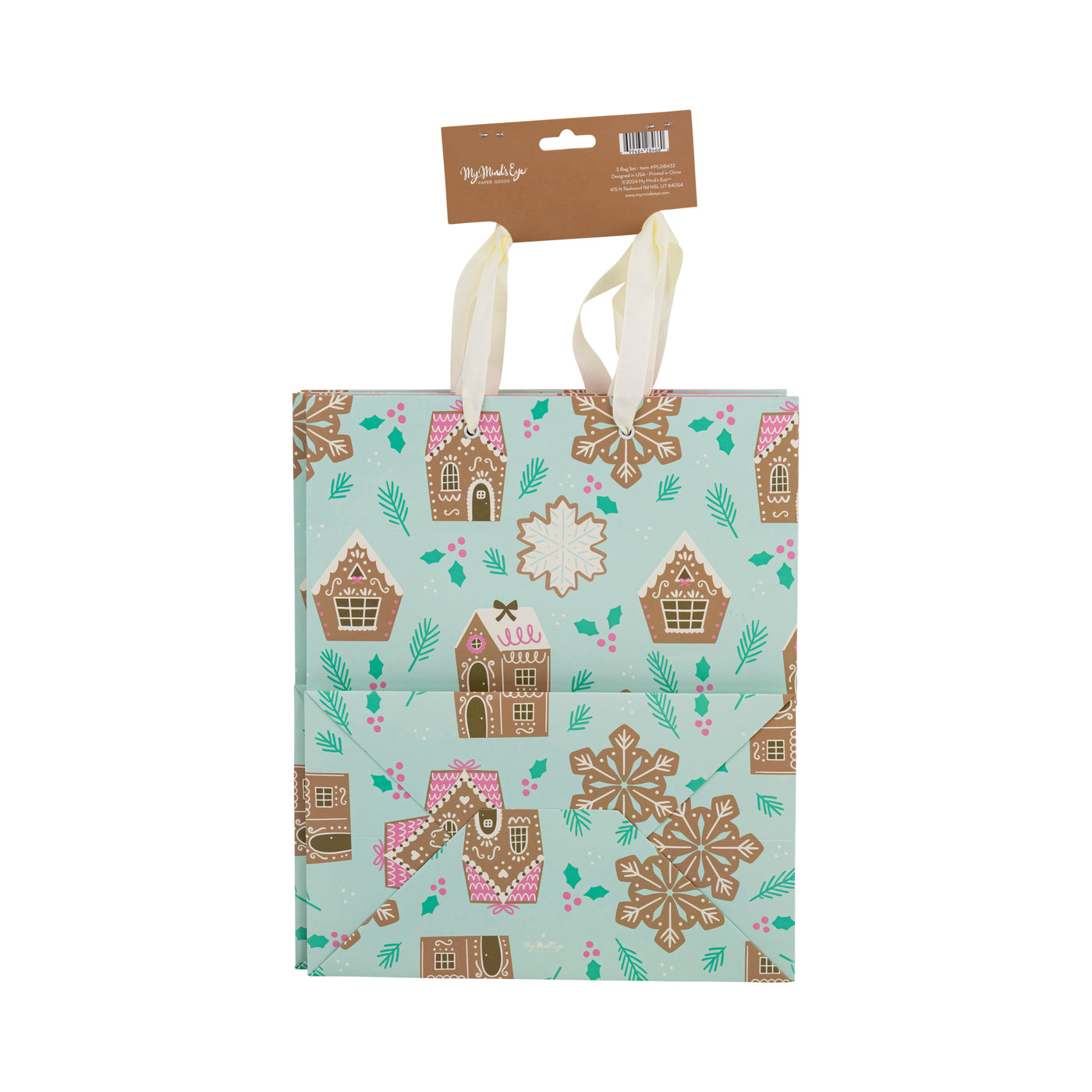 Gingerbread Houses Medium Gift Bag Set of 3