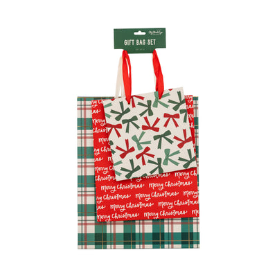 Christmas Bows Gift Bag Set of 3