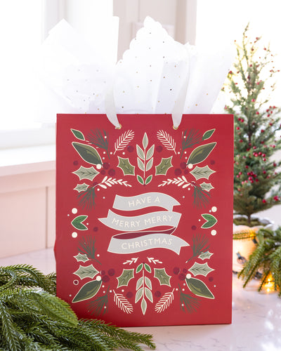 Red Merry Christmas Gift Bag Set