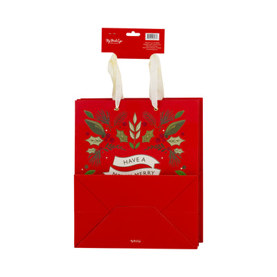 Red Merry Christmas Gift Bag Set