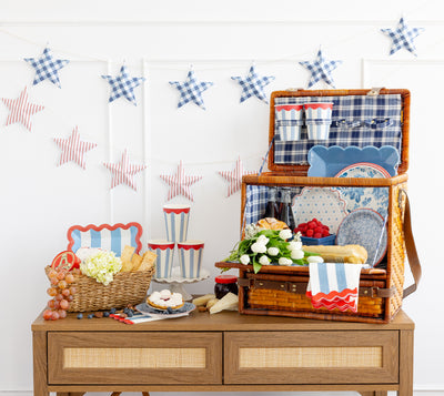 Blue Plaid Hanging Stars Banner
