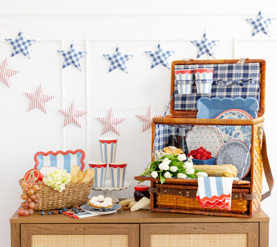Blue Plaid Hanging Stars Banner