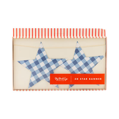 Blue Plaid Hanging Stars Banner
