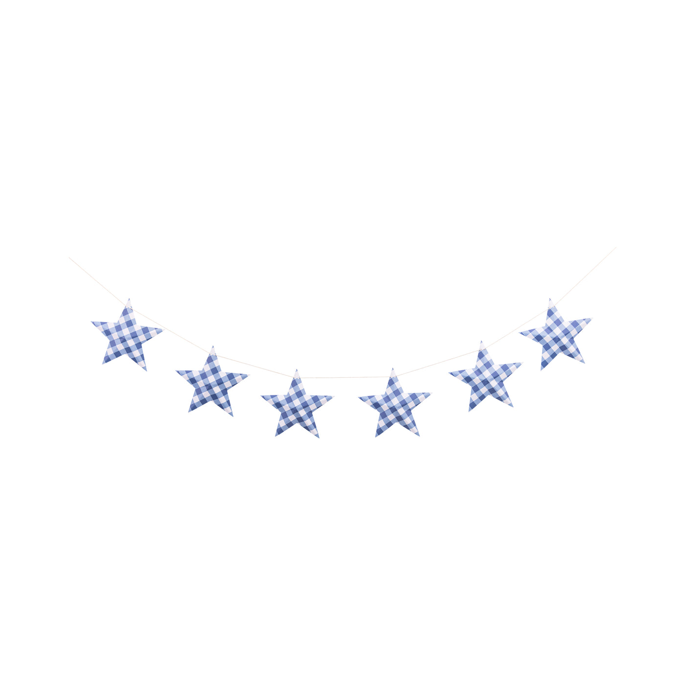 Blue Plaid Hanging Stars Banner
