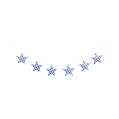 Blue Plaid Hanging Stars Banner