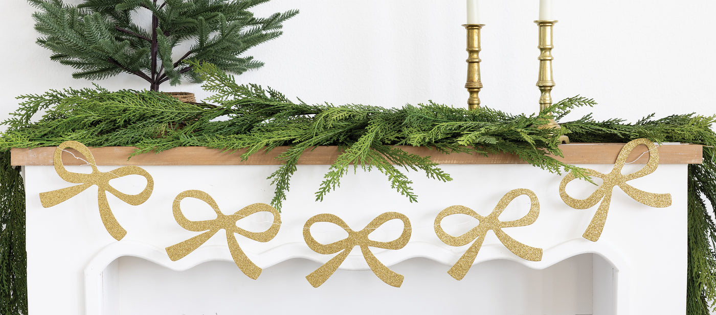 Chunky Champagne Glitter Bow Banner