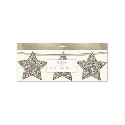 Chunky Silver Glitter Star Banner