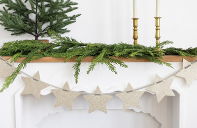 Chunky Silver Glitter Star Banner