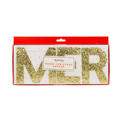 Chunky Gold Glitter Merry Christmas Banner