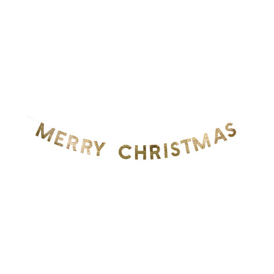 Chunky Gold Glitter Merry Christmas Banner
