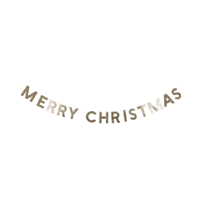 Chunky Gold Glitter Merry Christmas Banner