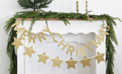 Chunky Gold Glitter Merry Christmas Banner