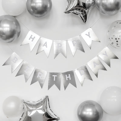 Silver Foil "HAPPY BIRTHDAY" Word Banner