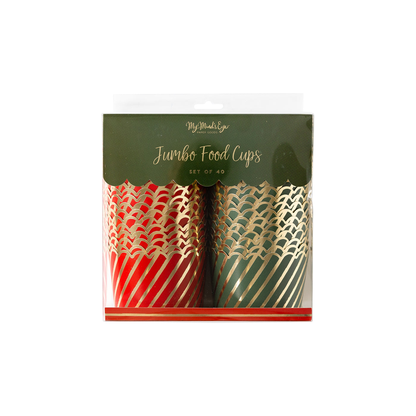 Gold Foil Diagonal Stripe Jumbo Food Cups (40 pcs)