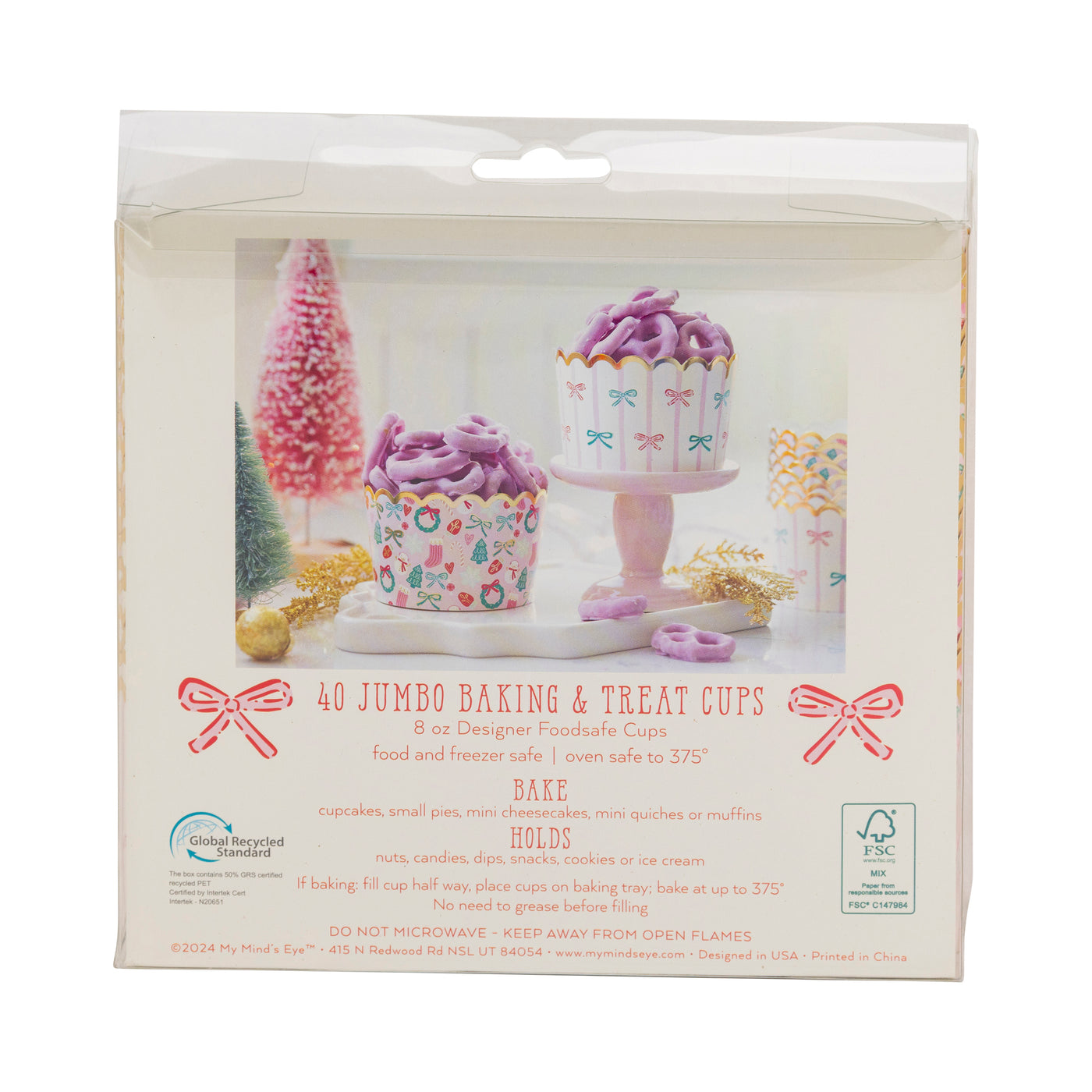 Foiled JUMBO Bows/Icons 8 oz Baking Cups (40 ct)