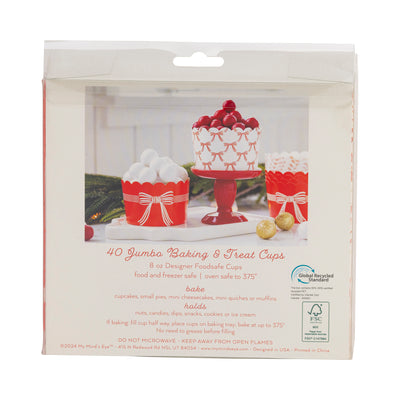 JUMBO Red Cream Bows 8 oz Baking Cups (40 ct)