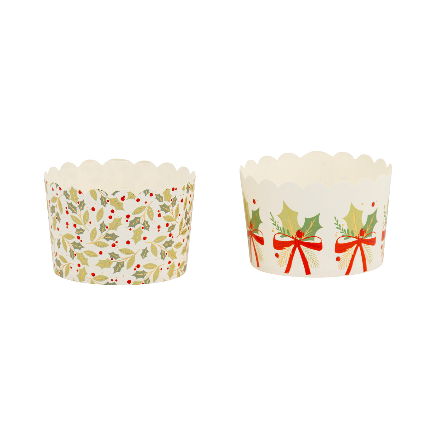 Foiled JUMBO Holly Bows 8 oz Baking Cups (40 ct)