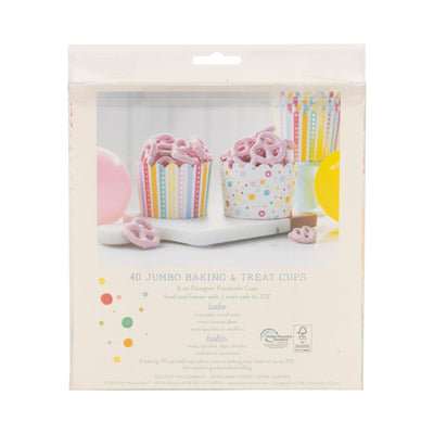 JUMBO Foiled Primary Watercolor Dots/Stripes Baking Cup