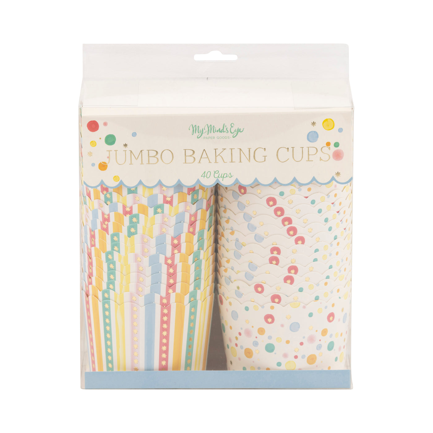 JUMBO Foiled Primary Watercolor Dots/Stripes Baking Cup