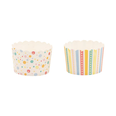 JUMBO Foiled Primary Watercolor Dots/Stripes Baking Cup