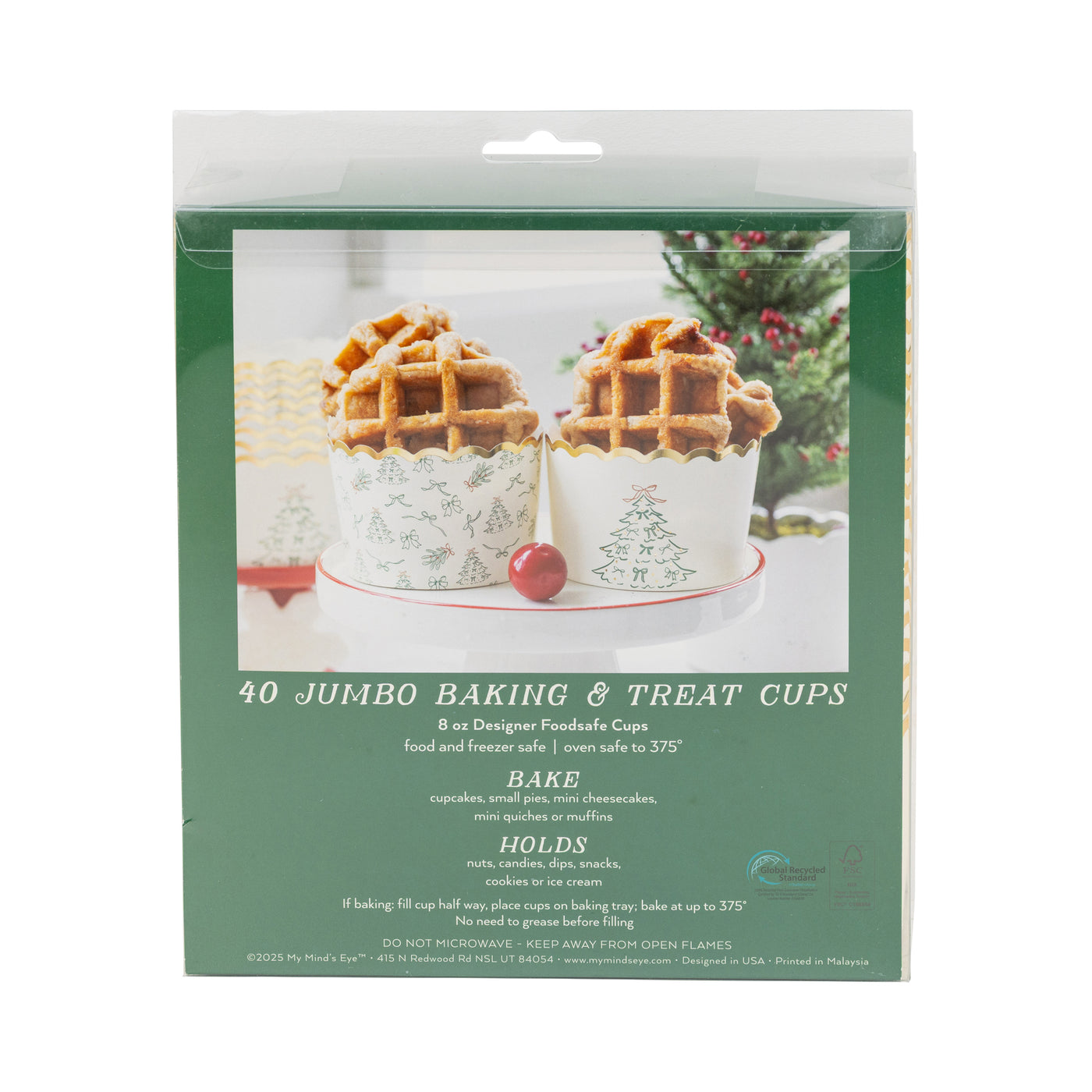 Foil JUMBO Green Sketched Trees 8 oz Baking Cups
