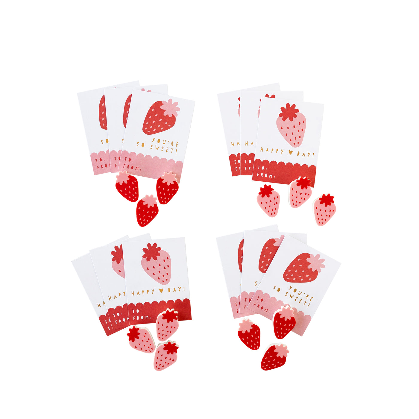 Strawberries and Hearts Valentine's Cards