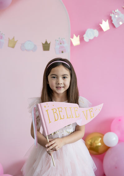 Pink Unicorn I Believe Felt Pennant Banner