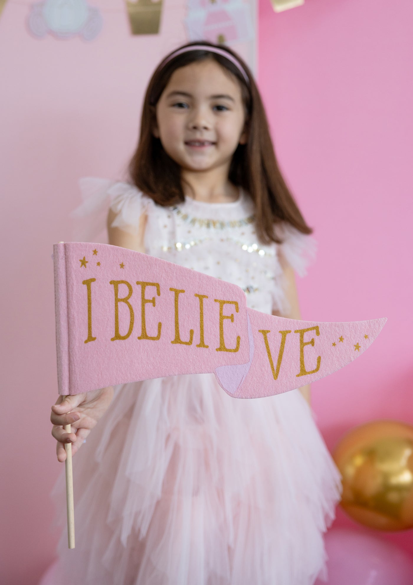 Pink Unicorn I Believe Felt Pennant Banner