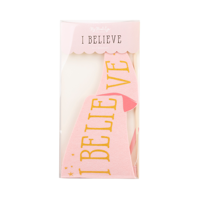 Pink Unicorn I Believe Felt Pennant Banner