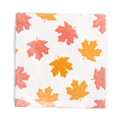 Gold Foil Falling Leaves Cocktail Napkin