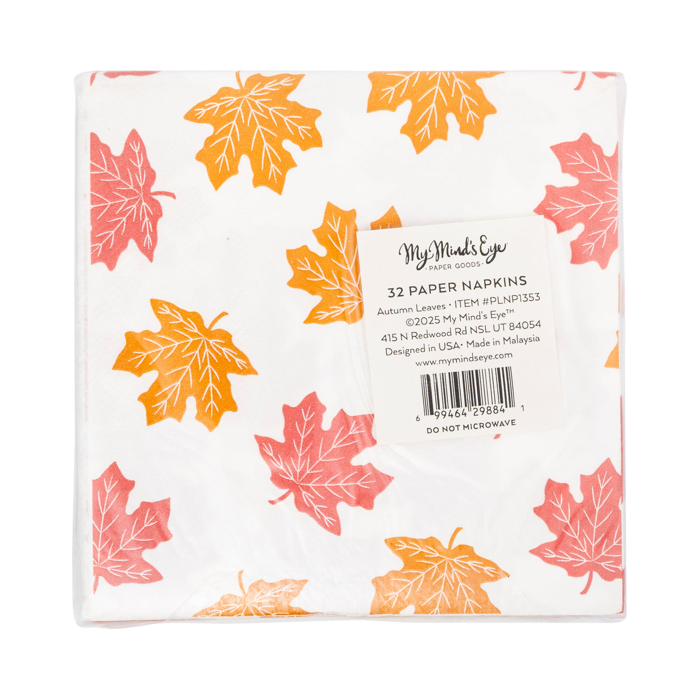 Gold Foil Falling Leaves Cocktail Napkin