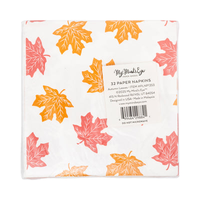 Gold Foil Falling Leaves Cocktail Napkin