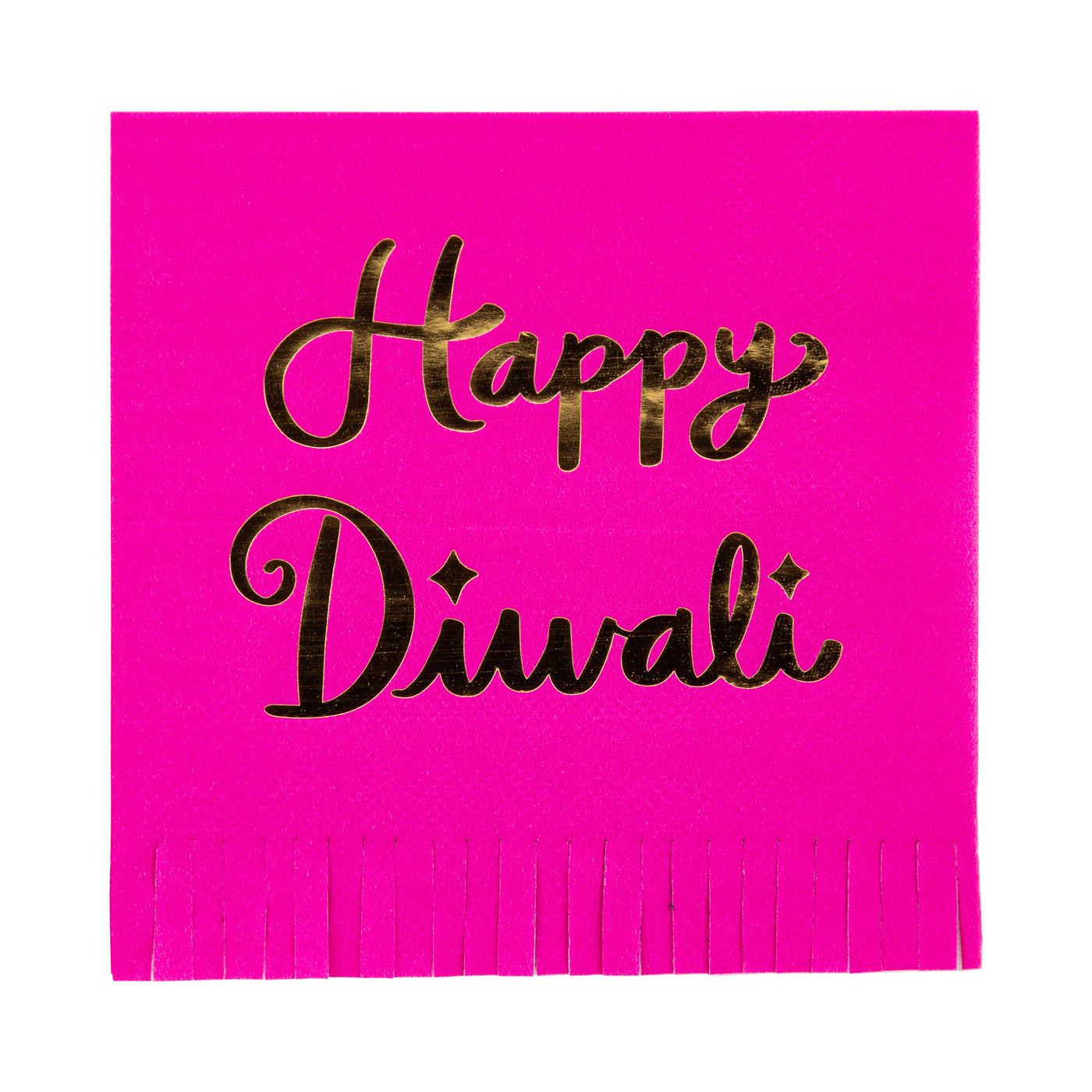 Foiled Happy Diwali Fringed Cocktail Napkin
