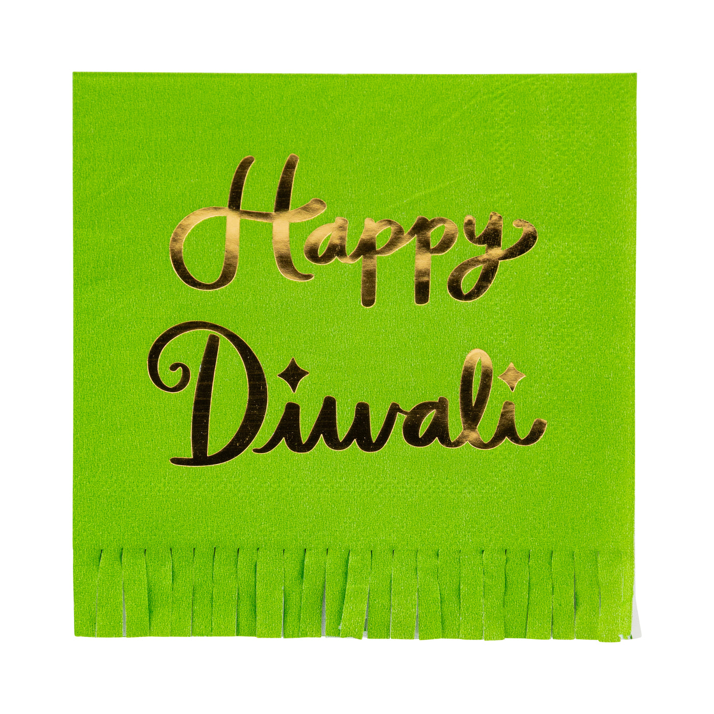 Foiled Happy Diwali Fringed Cocktail Napkin