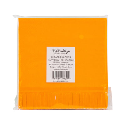 Foiled Happy Diwali Fringed Cocktail Napkin