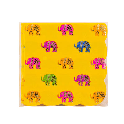 Foiled Elephant Pattern Cocktail Napkin