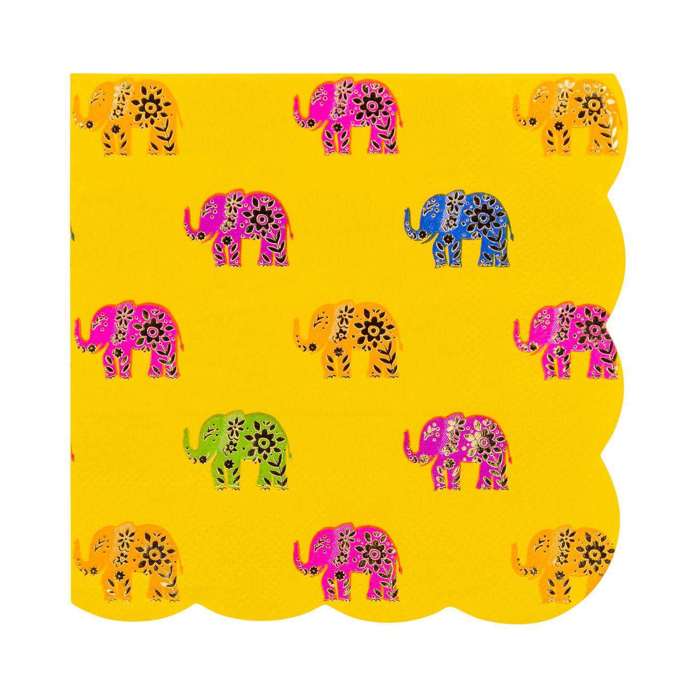 Foiled Elephant Pattern Cocktail Napkin
