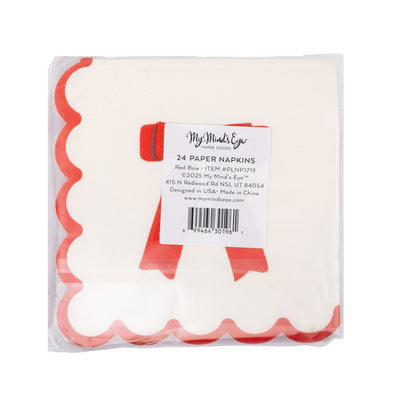 Red Bow Scallop Cocktail Napkin