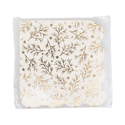 Foiled Sprigs and Foliage Cocktail Napkin