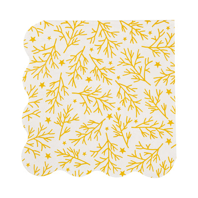 Foiled Sprigs and Foliage Cocktail Napkin