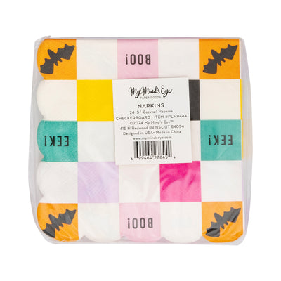 Halloween Checkerboard Scallop Paper Cocktail Napkin