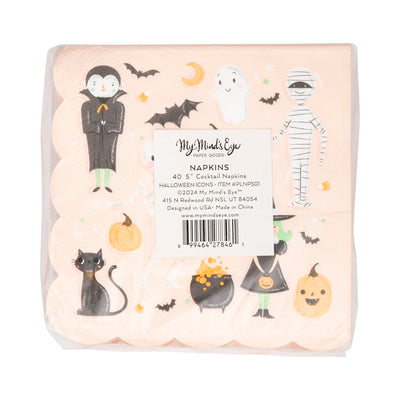 Scallop Halloween Icons Paper Cocktail Napkin