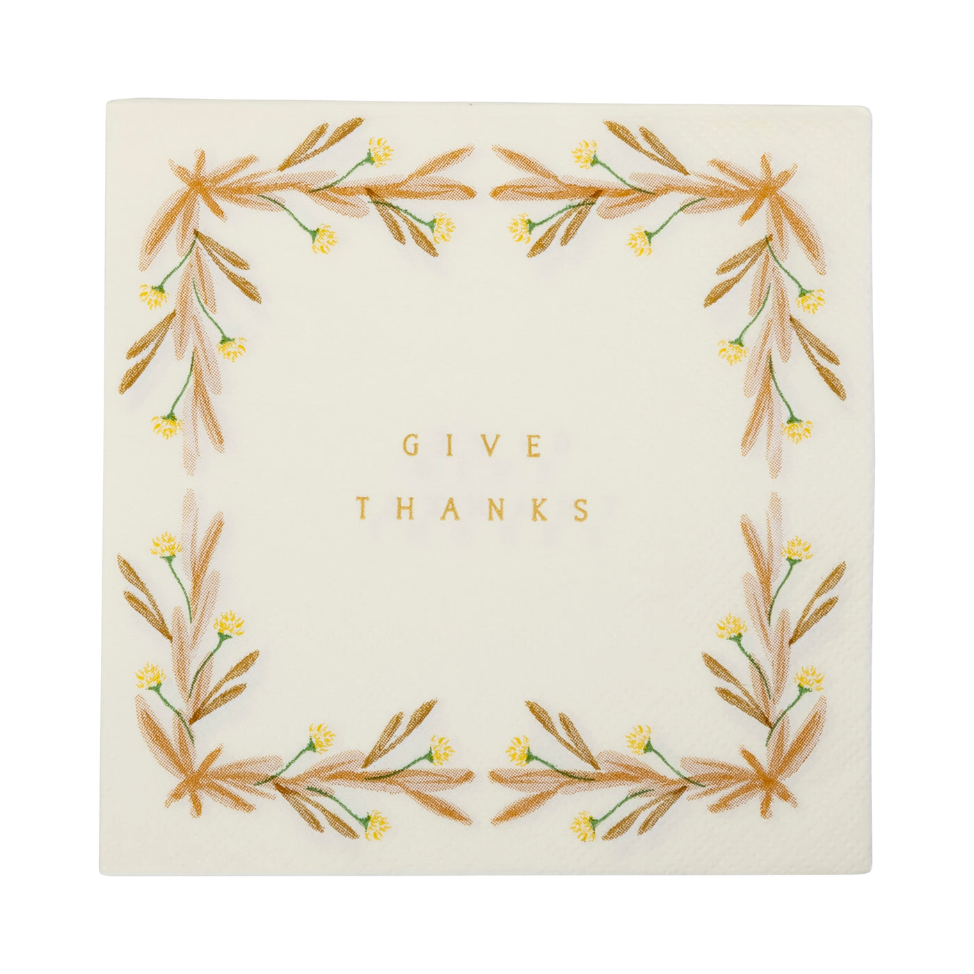 Give Thanks Cream Paper Cocktail Napkin