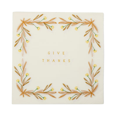 Give Thanks Cream Paper Cocktail Napkin